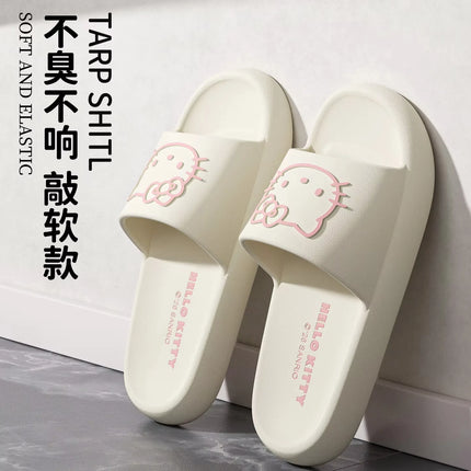 Hello Kitty Fashion Slippers, Non-Slip Thick-Soled Platform Sandals, Closed-Toe Mesh Shoes, Ideal for Home and Travel