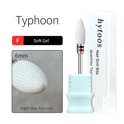 HYTOOS Composite Ceramic Typhoon Nail Drill Bits Straight Cut White Pro E-file Bit Gel/Acrylic Removal Tools for Nail Technician