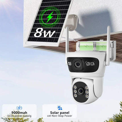 BERRY IOT 6MP 2K Outdoor Solar WIFI Surveillance Camera HD Dual Lens CCTV Two-way Voice Intercom Wireless Network Camera ICSEE