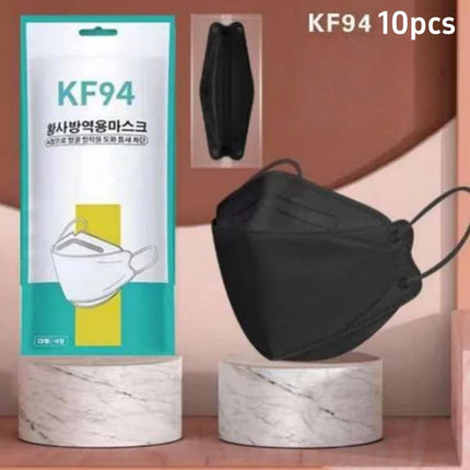 Adult KF94 Face Masks 4 Layers, Premium Melt-Blown Material, Breathable White Black Disposable Masks for Daily Use