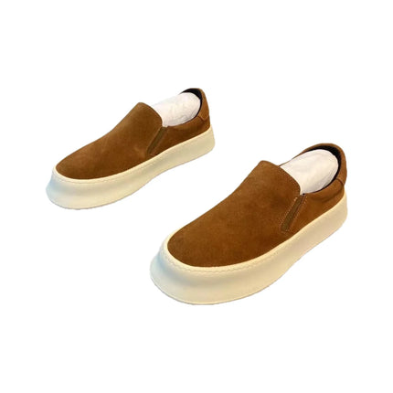 Men's Casual Shoes Spring Autumn Winter Low Top Slip-On Fashion Leather Thick Bottom Heightening Soft Insole Lightweight