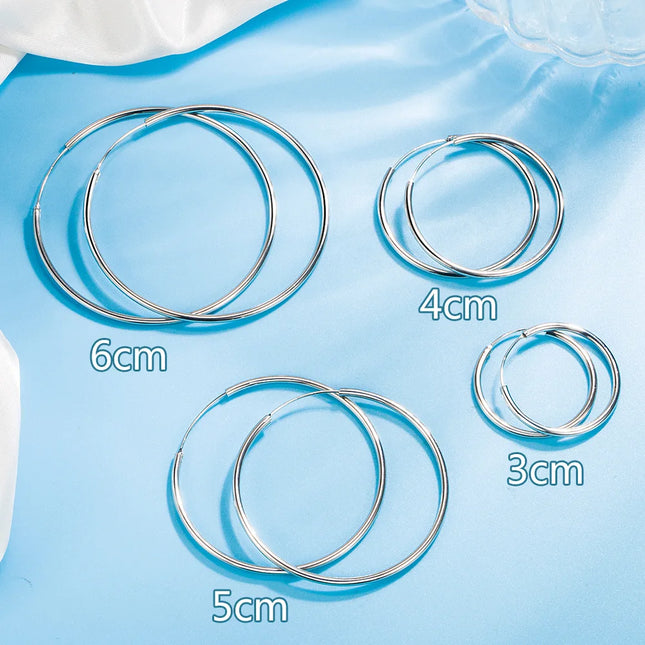 3/4/5/6CM Round Hoop Earrings 925 Sterling Silver For Women Party Luxury Jewelry Accessories 2024 Trend - product image 7