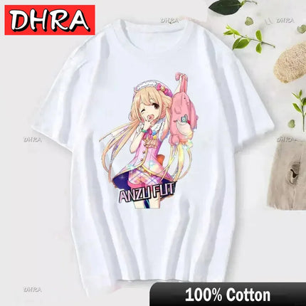 If You Work You Lose Anzu Futaba Version T-Shirt Cute Kawaii Anime Jirai Kei Tshirt Danshi Tees for Men Funny Cartoon Otaku Tops