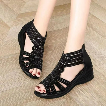 Sandal Woman Wedge Orthopedic Sandals for Women Black Shoe Elegant Brands Platform Roman Medium Heel Summer New 2026 Heels Shoes