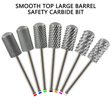 1pc 6.6mm Smooth Top Large Barrel Nail Drill Bits Safety Carbide Bit Milling Cutter For Manicure Remove Gel Accessories