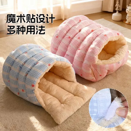 Winter Warm Cat Bed Soft Cozy Semi Enclosed Pet House Indoor Sleeping Nest for Cats Kittens Small Dogs Puppy Kennel