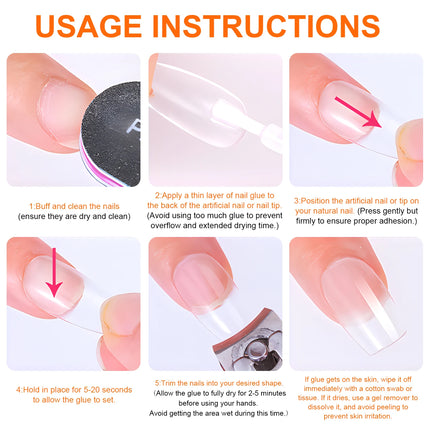 Twoing Waterproof Liquid Nail Adhesive,Long-Lasting & Fast-Drying, Formaldehyde-Free, Compatible with Acrylic Nails Fake Nails