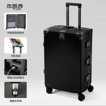 2-Pieces set luggage,20+26 inches in size,a hard-shell suitcase with 108 rivets, , featuring silent all-terrain wheels, a cup holde