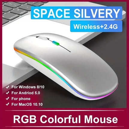 Wireless Rechargeable Mouse With LED Backlight  Bluetooth Gaming Mouse Suitable For MAC/Laptop/PC/Windows