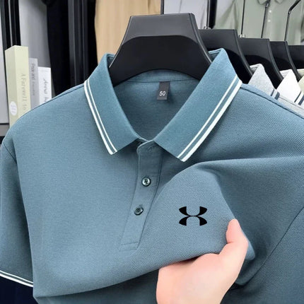 100% Cotton Men's Short Sleeved Embroidered Polo Shirt Sports Brand Striped Top Summer Comfortable and Breathable Casual T-shirt