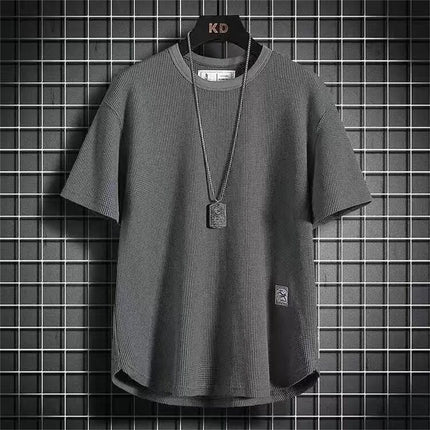 Black Waffle T-shirts For Men White Blue Tee Casual T shirt Oversized Tops 2024 Quality Unisex Short Tshirts Tees Men Clothing