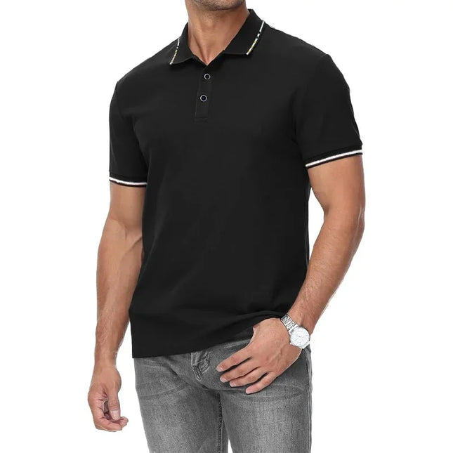 New Men's Short Sleeve Polo Shirt Summer Male Contrast Oversized T Shirt Breathable Shirts Lightweight Streetwear Gym Tops