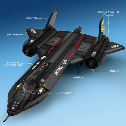 1733PCS SR-71 Blackbird Fighter Building Blocks Military Aircraft Model Bricks Set Collection Display Kids Toys Holiday Gifts