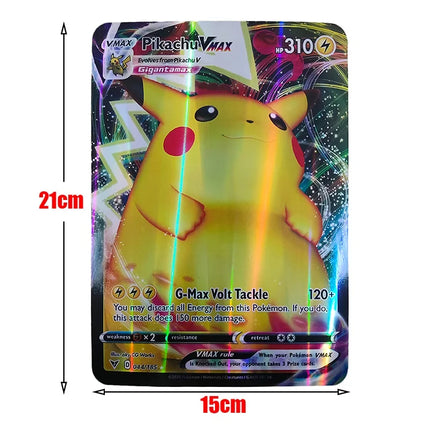 Pokemon Cards 21x15cm Oversized English Vmax V Vstar Jumbo Letters Super Rare Rainbow Card Pikachu Mewtwo Jumbo Card Child Gift