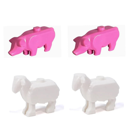MOC Animal Scene Building Blocks Cats Dogs Sheep Pigs Chickens Eagle Parrots Dolphin Zoo Fram Accessories DIY Toys Bricks T14