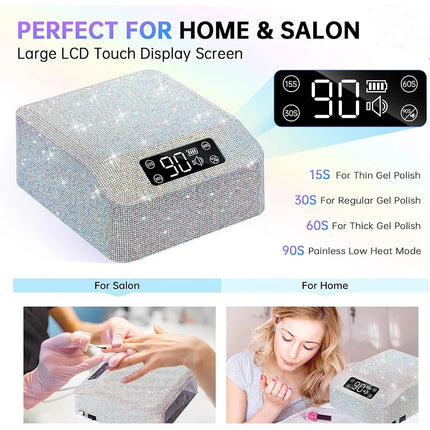 Rechargeable Nail Lamp lampara para unas brillantes 96W Diamond Nail Lamp Quick Drying Curing Lamp with 39 LEDs &HD Display