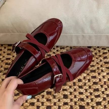 Flat Mary Jane Shoes, 2026 Spring and Autumn New Style, Belt Buckle, Retro Shallow Toe Single Shoes