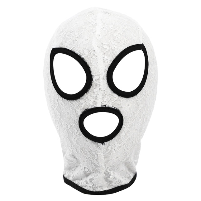 Black Hood Face Covering Lace Mask Women Men Cosplay Halloween Cosplay Identity Concealment Prop Facial Cover-up Masquerade Mask