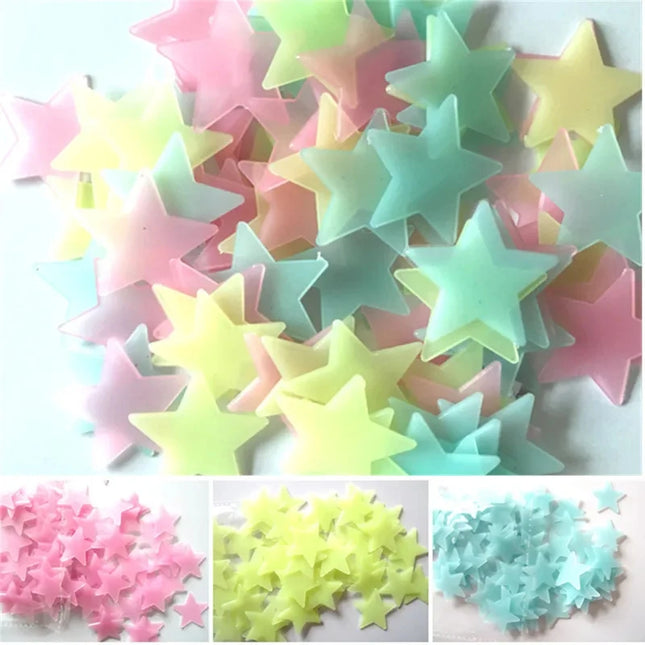 100pcs Fluorescent Glow In The Dark Stars Wall Stickers For Kids Rooms Decoration Livingroom Baby Bedroom Ceiling - product i