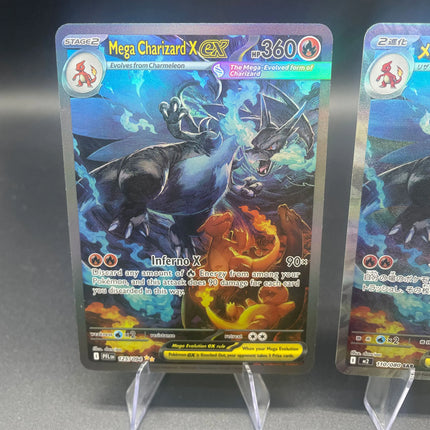 1PCS DIY Self-made PTCG Mega Charizard X Japanese Version And English Version Refractive Color Flash Game Collection Card