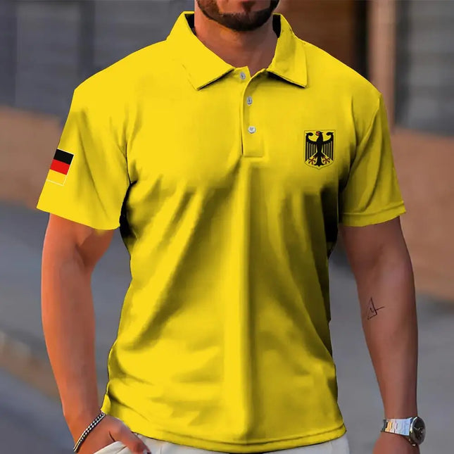 Summer men's Polo Shirt National Pattern Polo 100% Polyester Breathable Shirts For Man New In Tops Tees Autumn men's Clothing