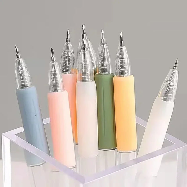 6/1pcs Wrapping Cutting Utility Pen Knife Retractable Press Hand Account Pen Knife Creative Art Paper Cutting Tool for Student