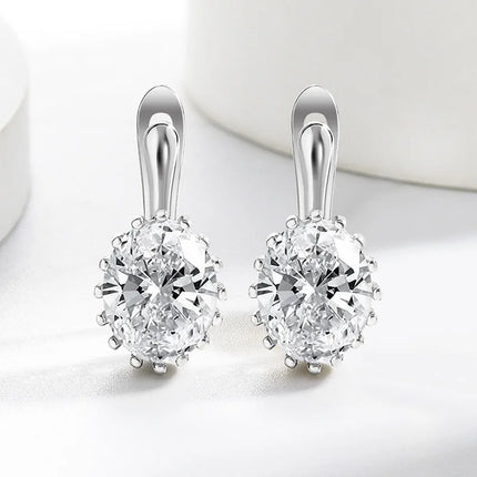 High-quality 925 Sterling Silver Crystal Fashion Circle Hoop Earrings for Woman Wedding Party Gift Street Versatile Jewelry