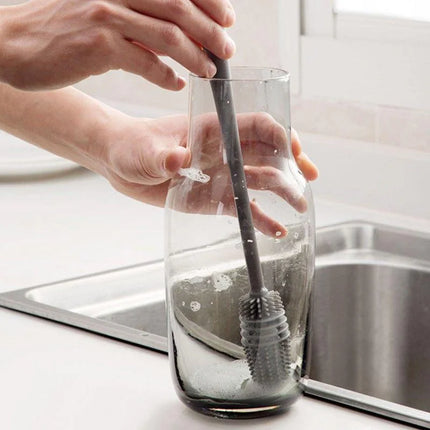 Silicone Milk Bottle Brush Cup Scrubber Glass Cleaner Kitchen Cleaning Tool Long Handle Drink Bottle Glass Cup - product imag
