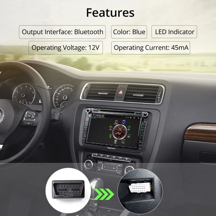 OBD2 Scanner Adapter BT, Wireless Diagnostic Code Reader OBD II Scan Tool Reset & Clear Check Car Engine Light