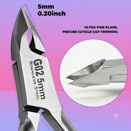 Professional stainless steel cuticle nippers, easily remove edge hangnails and cuticles, built-in spring labor-saving cutter,