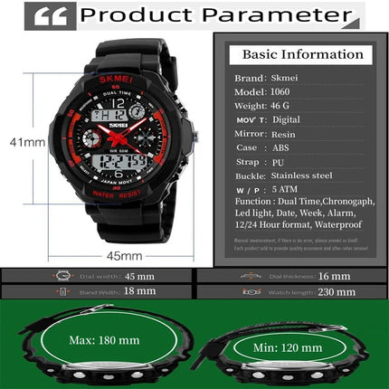 Skmei Kid's Digital Sport's Watches Boy Girl Fashion Dual Time Children Led Waterproof Electronic Wristwatch Relogio Masculino