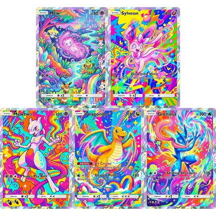 Pokemon Cards Mewtwo Mew Sylveon Dragonite Greninja PTCG Cards Creativity Rare Holo Anime Collection Cards Pokemon Gift