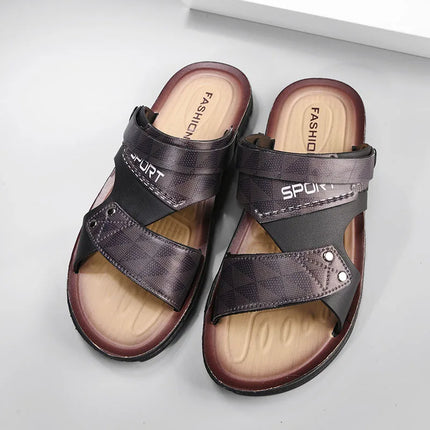 Fashion Casual Men's Sandals Summer Slip On Sandals Men Classic Beach Shoes For Men Outdoor Leather Sandals Male Slippers