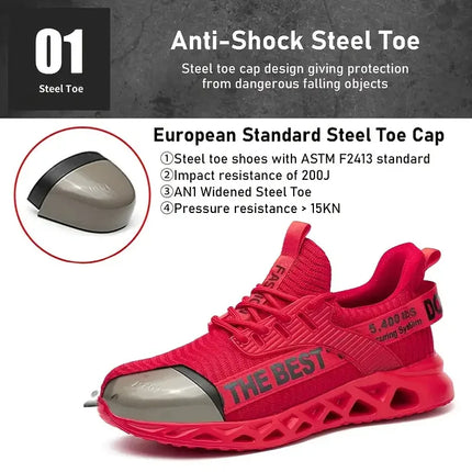 Steel Toe Protective Safety Shoes for Men Lightweight Work Sneakers Anti-puncture Work Shoes Coustruction Safety Work Boots