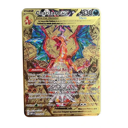 2026 NEW Pokemon Metal Card 10000 Points Arceus Charizard Super Card Golden English Mewtwo Vmax GX EX Anime Collection Card Gift