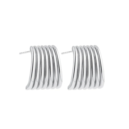 Trendy Stainless Steel Multilayer Circle Twist Knot Earrings for Women Texture Mixed Color Gold Plated Statement Earring Bijoux