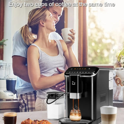20 Bar Fully Automatic Espresso Machine With Grinder Milk Frother One-Touch 6 Recipes 1.5L Tank Self-Cleaning For Home Office