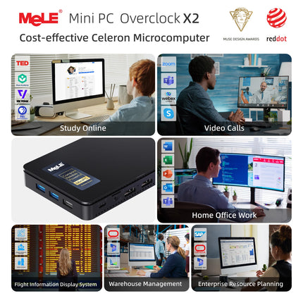 MeLE Overclock X2 Mini PC,N150 16GB 512GB Micro Desktop Computer, 4K Triple Display, All-in-one USB-C, USB3.2/WiFi/BT/Ethernet