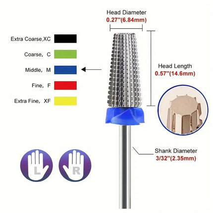 1/5Pcs 5 in 1 Ceramic Nail Drill Bit For Electric Drill Machine 3/32" Shank Milling Cutter Fast remove Acrylic or Hard Gel