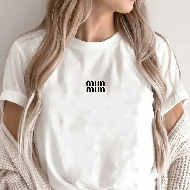 T-Shirt for Short Sleeve Summer Print Top Trend Tee Round Neck Clothes
