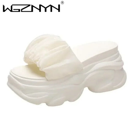 Women Summer Chunky Sandal Platform Slippers 9CM High Heels Ladies Hollow Out Slides Beach Flip-Flop Woman Sandalias De Mujer