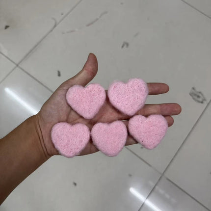 5pcs/pack Soft Wool Felt Heart Newborn Photography Props Adorable Solid Color Handmade DIY Studio Baby Photo Shoot Accessories