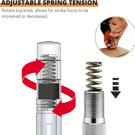 Auto Center Puncher Hole Marker Wood Metal Steel Spring Load Kerner Drill Locator Heavy Duty Punch Carpentry - product image