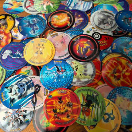 10-90Pcs 3D Flip Pokemon ZA Mega Evolution Tazos Complete Set Lenticular Round Pogs Eco Plastic 4cm Anime Collectible Game Cards
