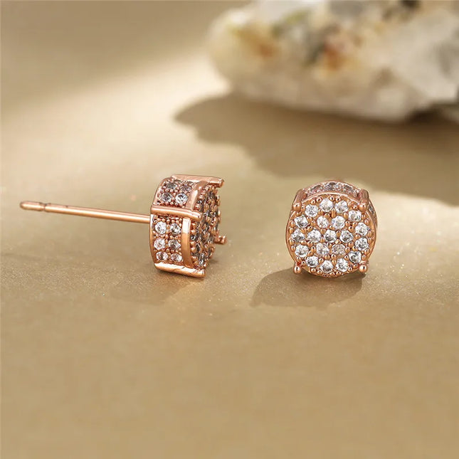 Austrian Crystal Stud Earrings – White Gold Zircon Wedding & Daily Wear