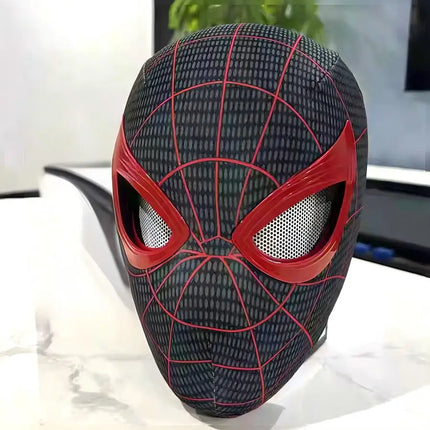 2026 Popular Breathable Spider Man Headset with Chin Operable Blink Touch Glowing Mask Miles Halloween Cosplay Boys Headgear Toy