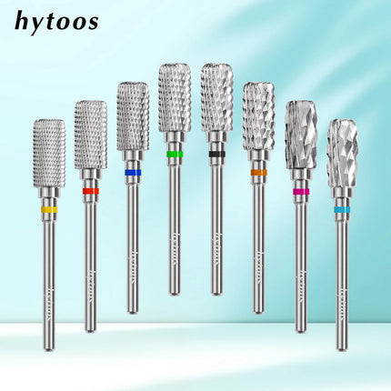 HYTOOS Safety Nail Drill Bits 13mm Barrel Dust Proof D4S Right-handed Carbide Drill Bits for Nails Electric Manicure Drills Tool