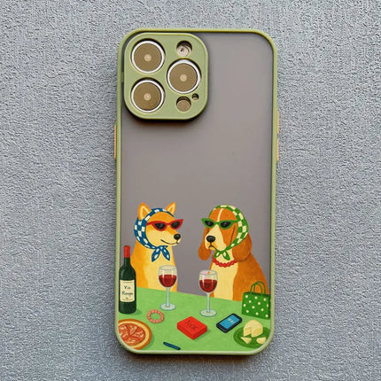 Cute Cartoon Dog Cat Phone Case For iPhone 17 16 15 11 12 14 13 Pro Max Mini X XS XR 7 Plus 17E Shockproof Matte Cover Fundas