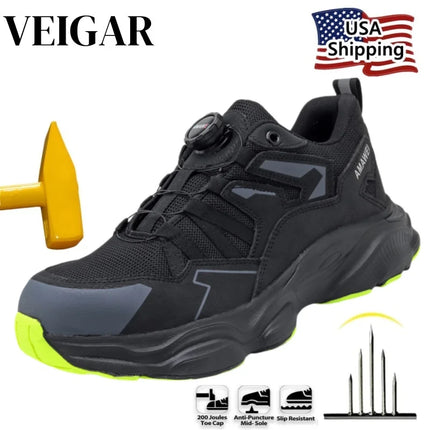 Rotating Button Steel Toe Safety Shoes for Men Lightweight Work Sneakers Puncture Proof Work Shoes Coustruction Safety Shoes