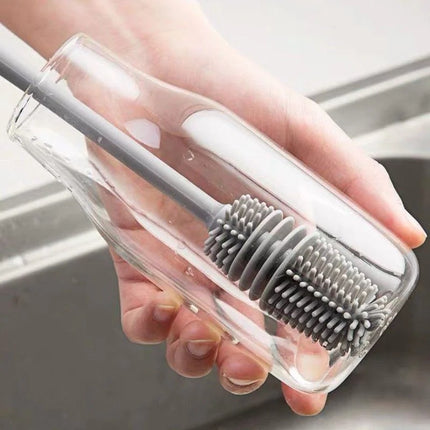 Silicone Milk Bottle Brush Cup Scrubber Glass Cleaner Kitchen Cleaning Tool Long Handle Drink Bottle Glass Cup - product imag